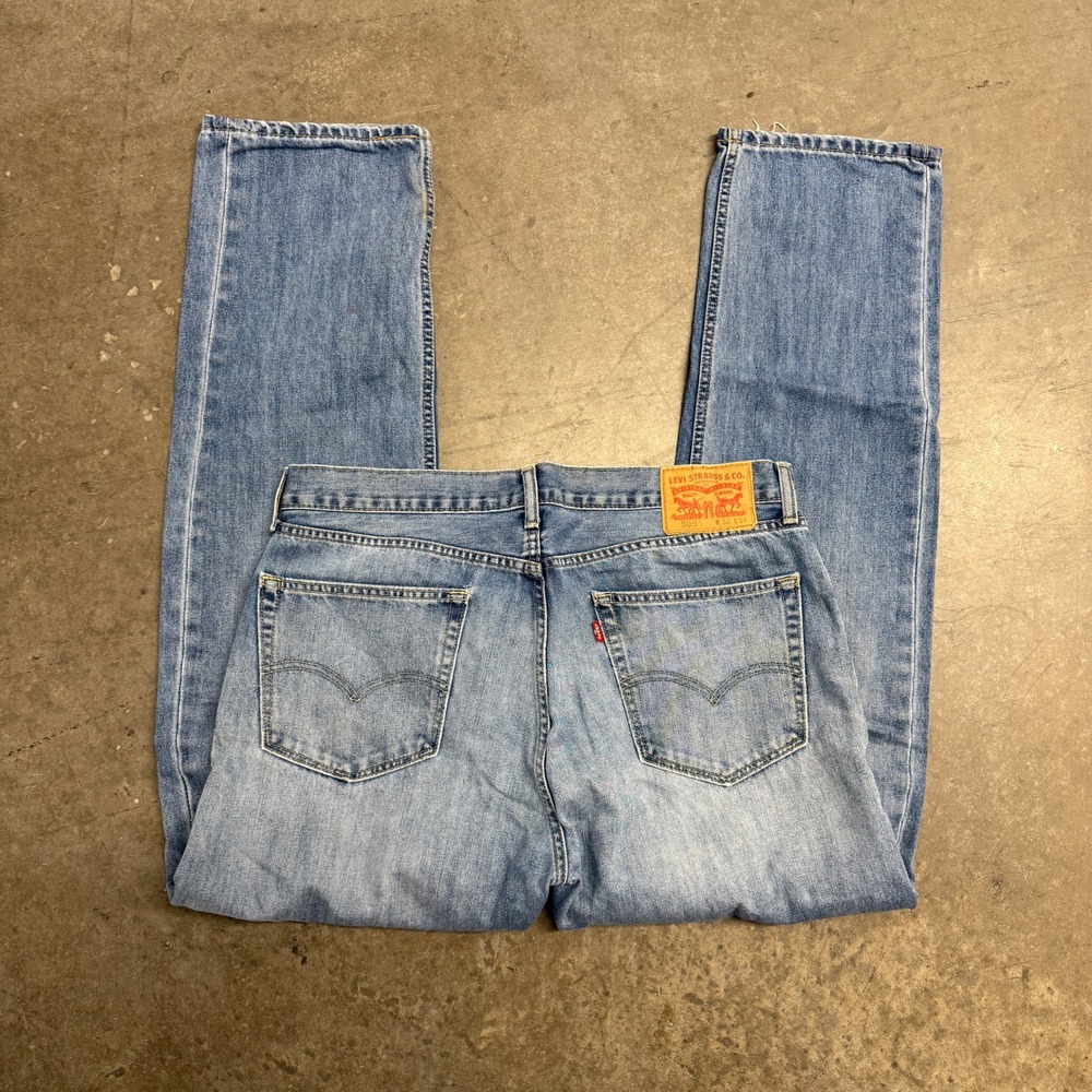 Levis 505 Regular Fit Light Wash Blue Denim Jeans Mens 36x34 00505-1277‎